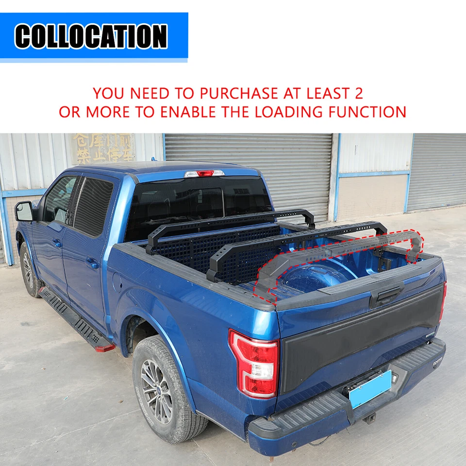 2pcs Adjustable Steel Black Truck Bed Rack Cross Bar for 1997-2025 Ford F-150 — 第 3/4 张图片