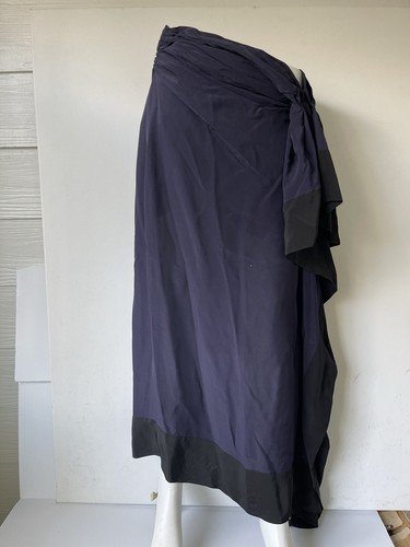 Dries Van Noten Womens Draped Ruffled Detail Navy Blue Maxi Skirt size IT40 US4 - Picture 6 of 8