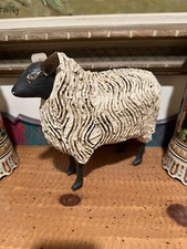 Vintage Wood Hand Carved P.Campbell Signed Sheep Lamb Folk Art  Multi Texture LG