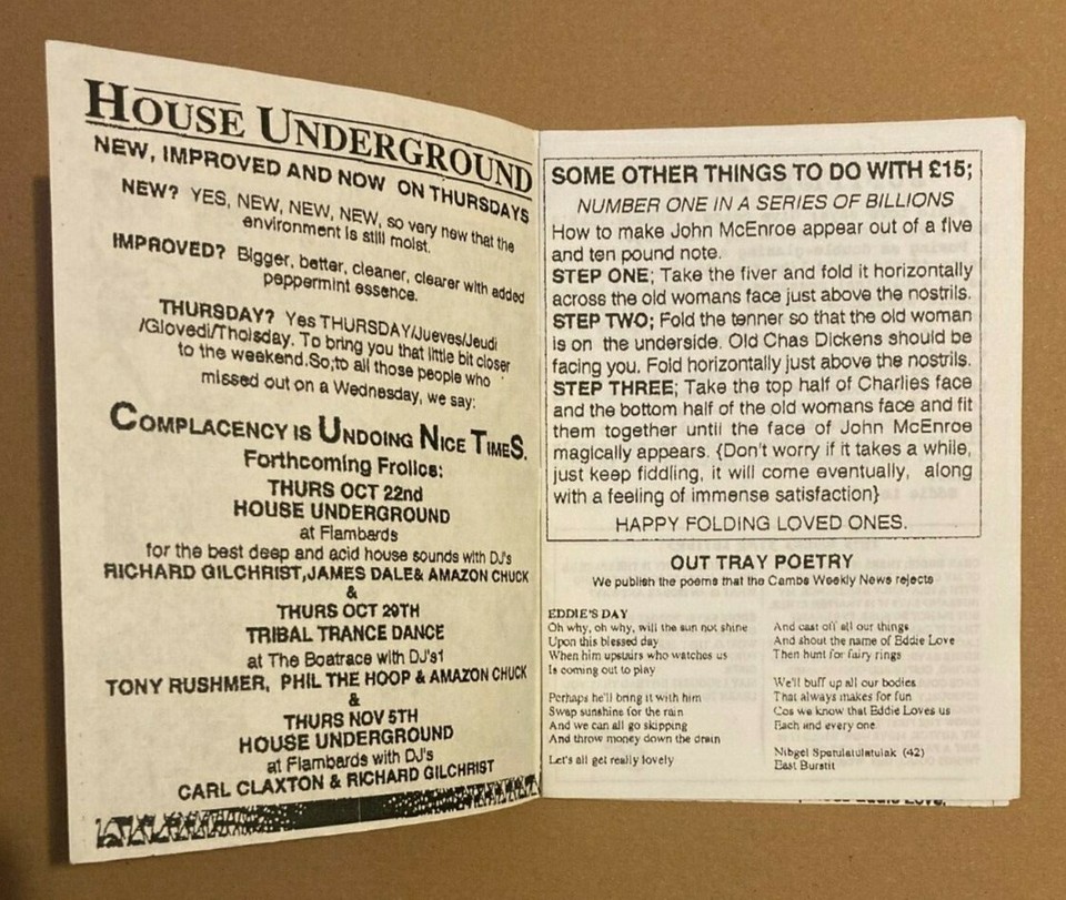 Fanzine Tribal Trance Dance 1992 - Boatrace Flambards Cambridge - Rave ...