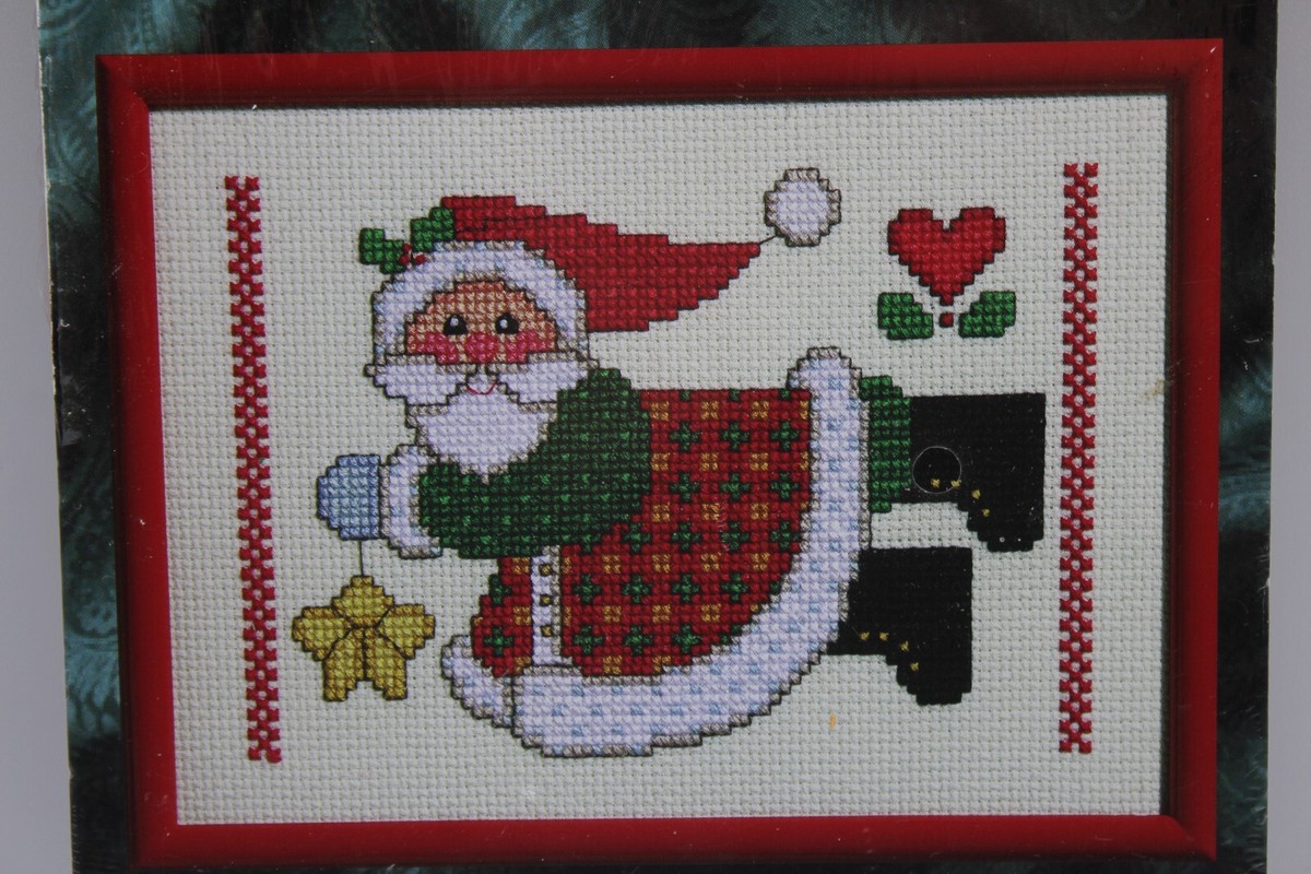2001 Janlynn STAR SANTA Counted Cross Stitch Kit with Frame