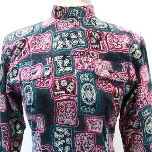 Vintage 80's Modest Long Sleeve Cotton Corduroy Handmade Midi Dress Size S/M - Picture 3 of 13