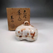 Hajiki Incense Holder Container Shino Ware Noda Tozan w/Box Tea Ceremony Utensil