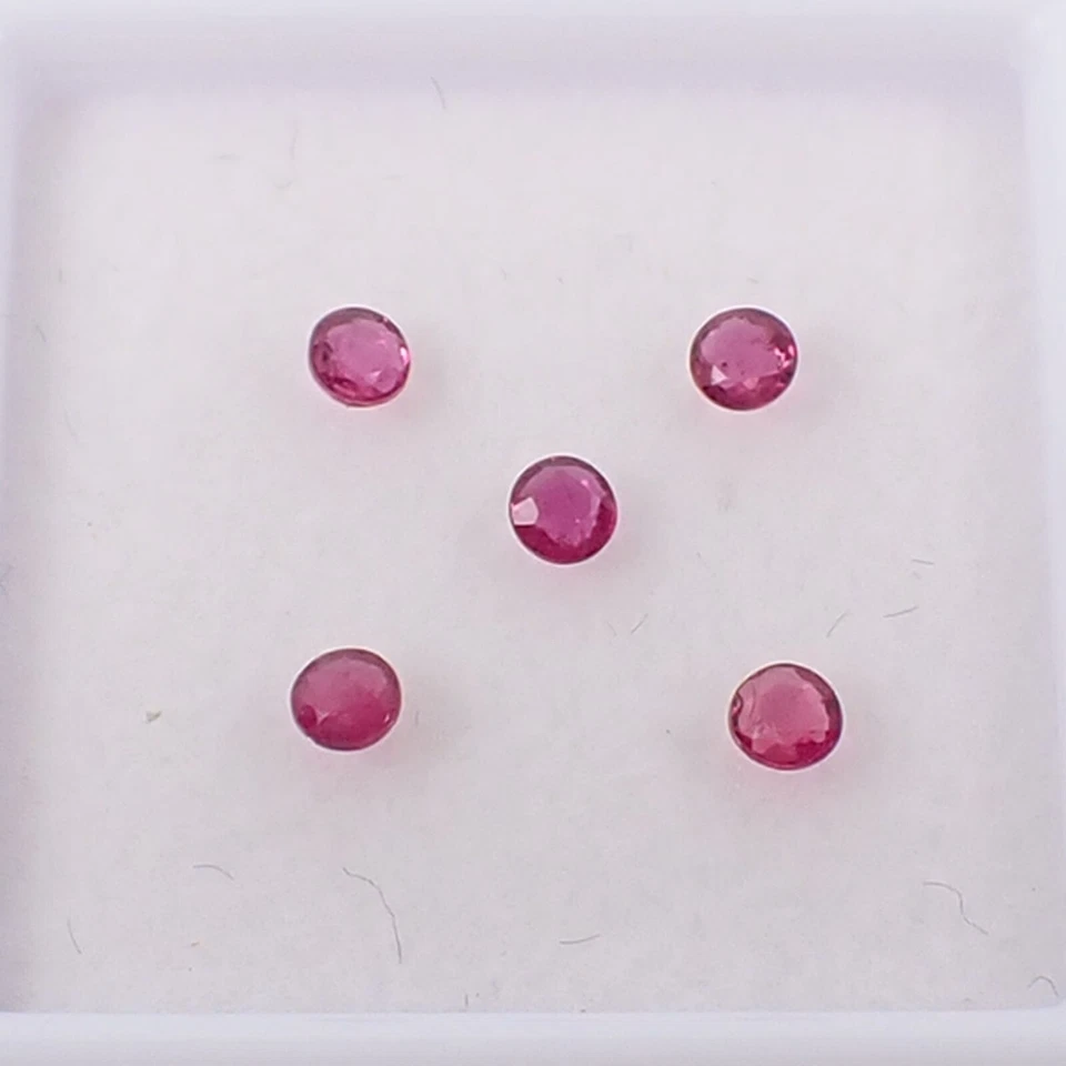 Qty 5 Pieces Round 2.25 - 2.35 mm Red-Pinkish Natural Ruby Gemstone, 0.35 carat - Image 3 of 4