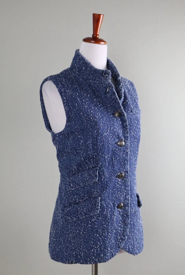 RAG & BONE New York $495 Textured Denim Sleeveless Vest Jacket Top Size 6 - Image 3 of 4