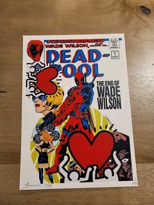 Death NYC  6x8 Signed Graffiti Pop Art Limited Edition Dead Pool Keith Haring. 