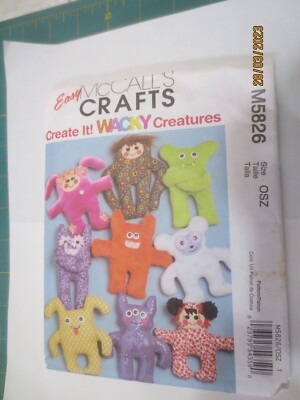 UncutMcCalls Crafts M5826 Sewing Pattern Create It! Wacky Creatures Dolls Plush