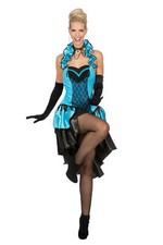 Kleid Saloon Girl türkis Showgirl eintlg. Karneval Kostüm Damen Burlesque