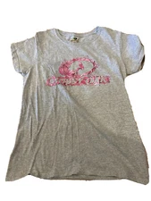WOMEN'S GREY MOSSY OAK SHORT SLEEVE CREW NECK GRAPHIC T-SHIRT SIZE MEDIUM