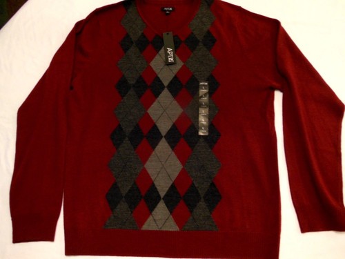 Womens APT. 9 Merino Wool Blend Argyle Burgundy Gray Black Size L NWT