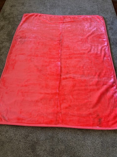 Korean Mink Soft Plush Fleece Organic Queen Blanket 2 Ply Reversible CORAL PINK - Picture 7 of 11