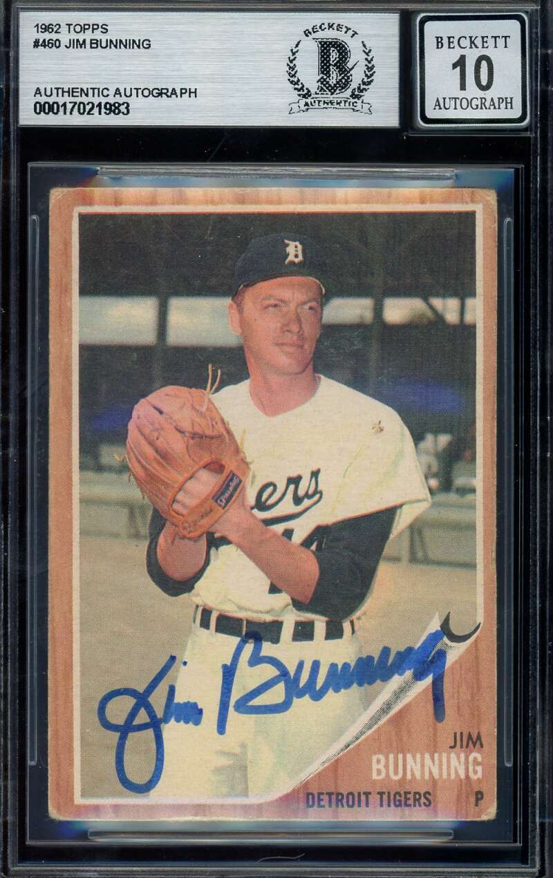 Jim Bunning Gem Mint 10 Beckett BAS Signed 1962 Topps Autograph