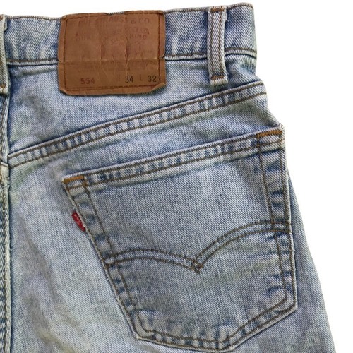 Levis 554 Relaxed Jeans Mens 34x32 VTG 80s Baggy Wide Leg Light Wash USA Made - Picture 5 of 13