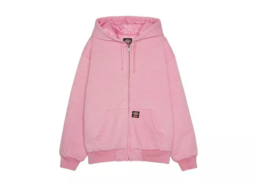 Sweat à capuche zippé doublé matelassé Supreme x Dickies rose