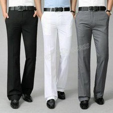 Men's Bell Bottom Pants 60s 70s Flare Formal Dress Slim Fit Casual Trousers
