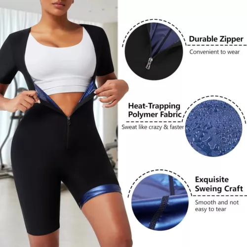 Frauen Schwitz Sauna Anzüge Taillentrainer 3 in 1 Thermo Body Suit Shaper Training USA - Bild 4 von 14