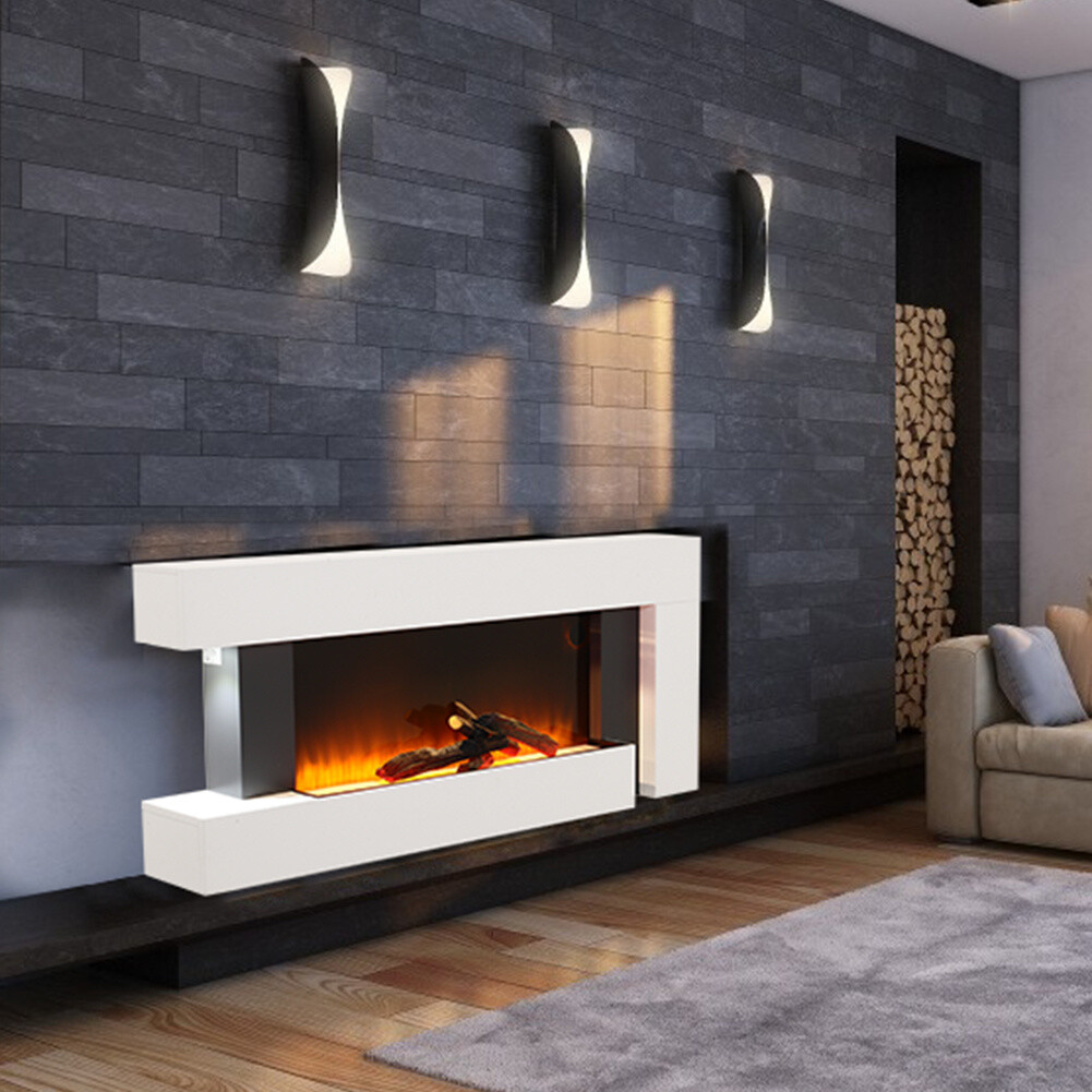 Wall Hanging Electric Fireplace 50u0026#034; LED Flame Heater Mantel Fire Home  LivingRoom | eBay