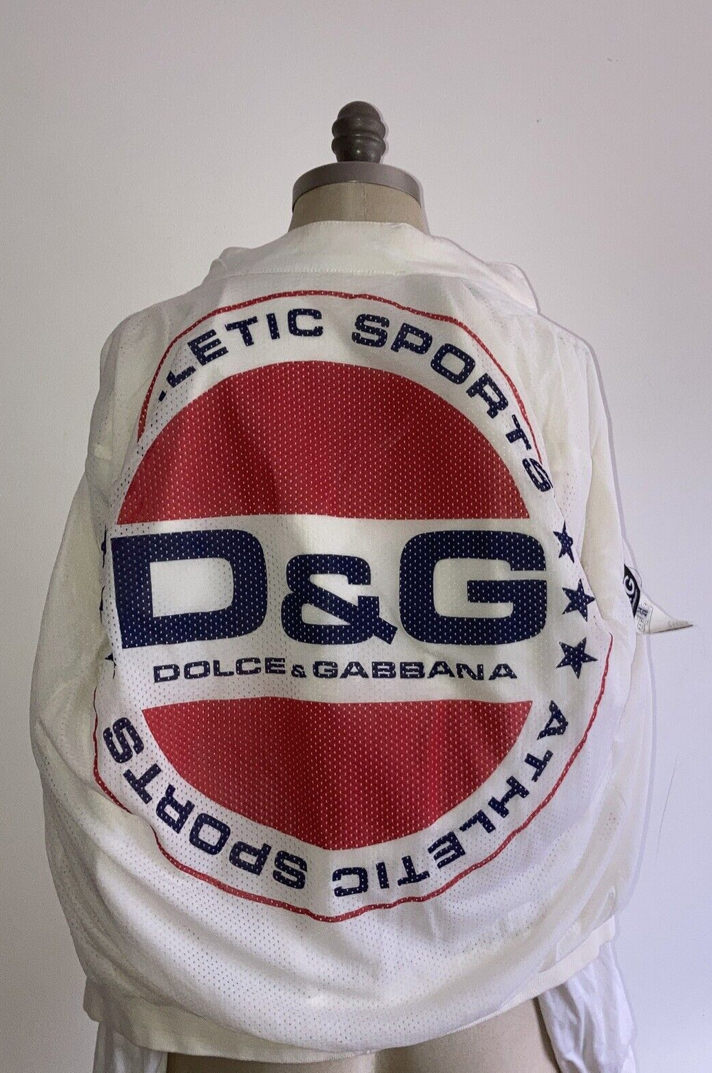 Men's Vintage Rare Dolce & Gabbana White Cotton Sporty Jacket Size 34, 38 2