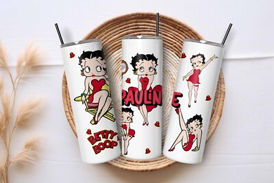 Personalisierter Betty Boop Thermobecher Wiederverwendbar 20oz/560ml Becher Rot Kleid