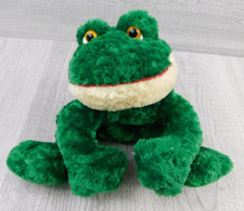 Russ Friggles 10  Floppies Bull Frog Plush Emerald Green Stuffed Toad Beans Tag