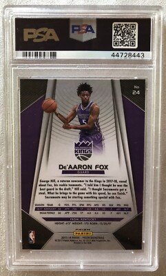 2017-18 Prizm De'Aaron DeAaron Fox Red White Blue PSA 9 RWB Rookie
