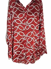 Medium Size Color Red/white Long Sleeve Blouse New Whit Tags 