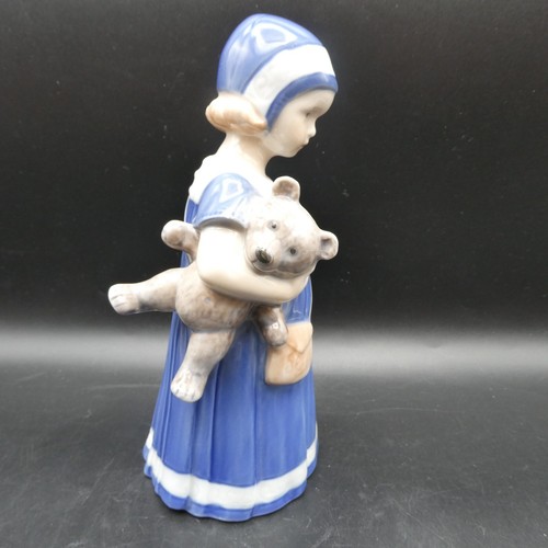 Vintage Royal Copenhagen #671 Denmark Girl With Teddy Bear Mint Condition - Picture 1 of 5