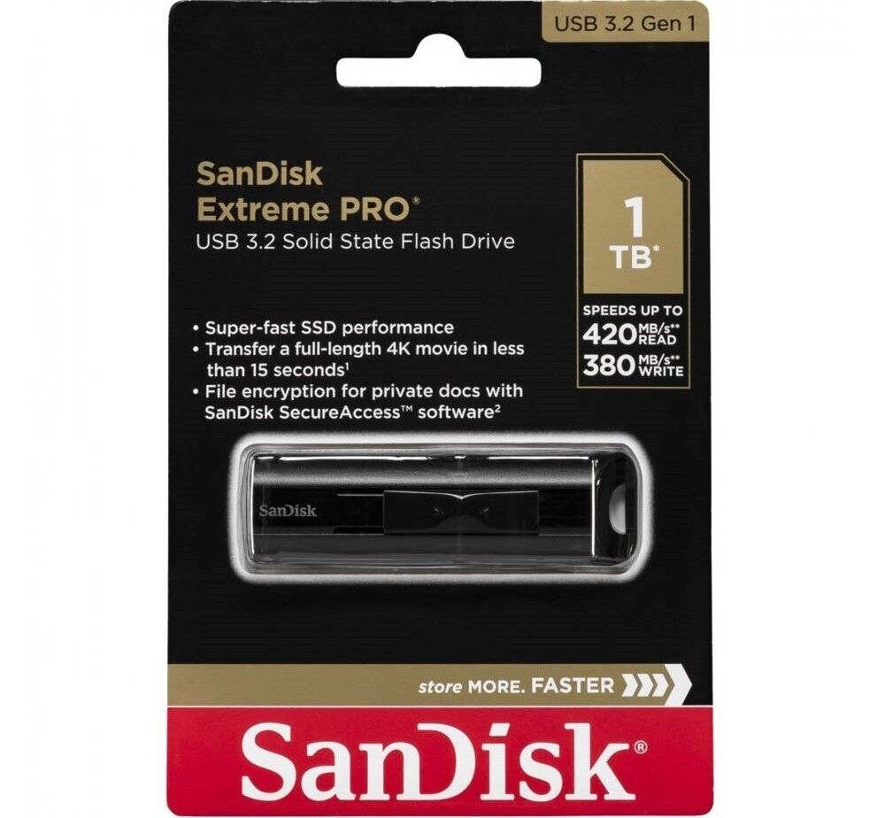 SanDisk 1TB EXTREME PRO USB 3.2 420MB/s Solid State Flash SanDisk 1TB EXTREME PRO USB 3.2 420MB/s Solid State Flash