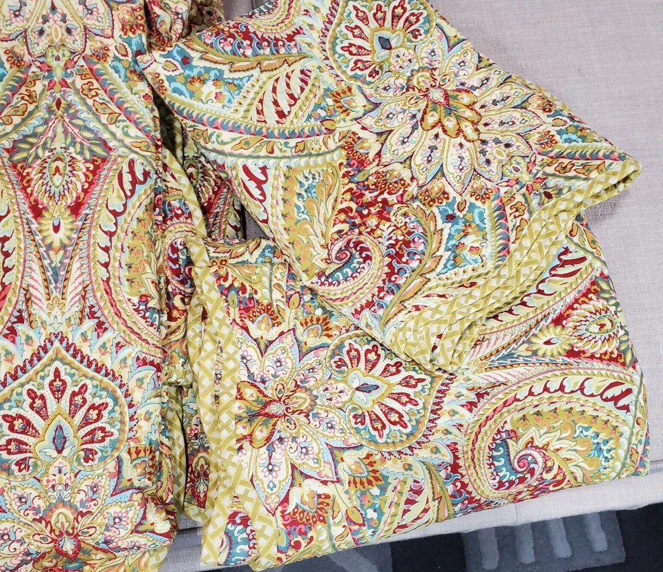 Juego de edredón Waverly Swept Away amarillo cachemir 3 piezas simulado 108" x 120" colcha king Foto 3 de 4