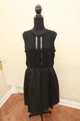 black pleated chiffon dress