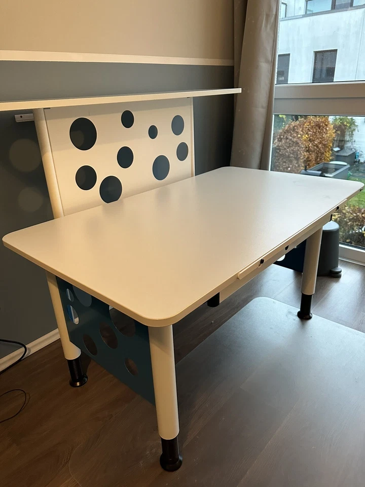 Orgoo Kinder Schreibtisch blau/weiss mit Schublade Qualitätsware Grundschule