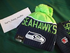 Seattle Seahawks New Era knit pom hat beanie NWT AUTHENTIC 2015 On-Field