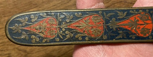 "Antiguo abrecartas de latón esmaltado de lujo del siglo XIX 10 1/16"" antiguo C16" - Imagen 9 de 12