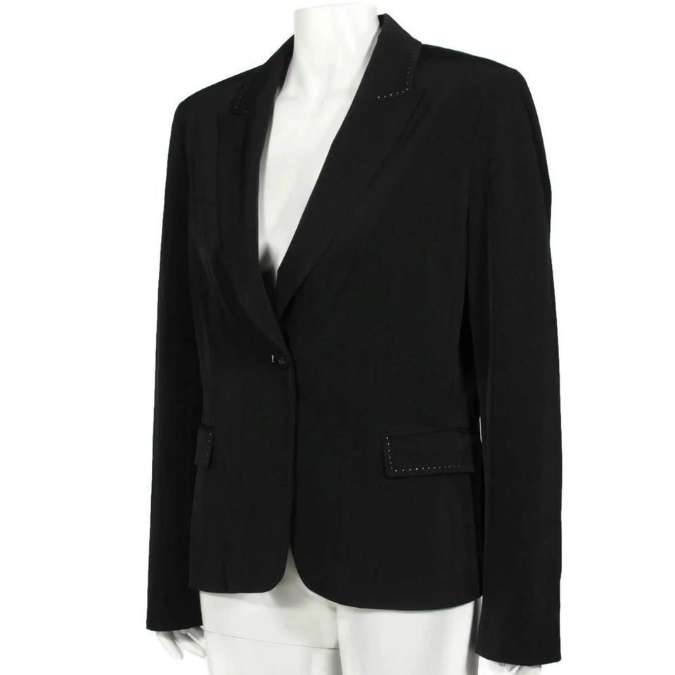 Blazer negro ELIE TAHARI blanco detalle de costuras chaqueta de carrera talla 14/957 Foto 2 de 4