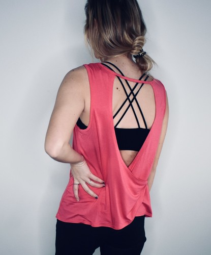 New Womens Pink Lotus PL Movement Sleeveless Coral Workout Tank Top Size Medium - Picture 5 of 7
