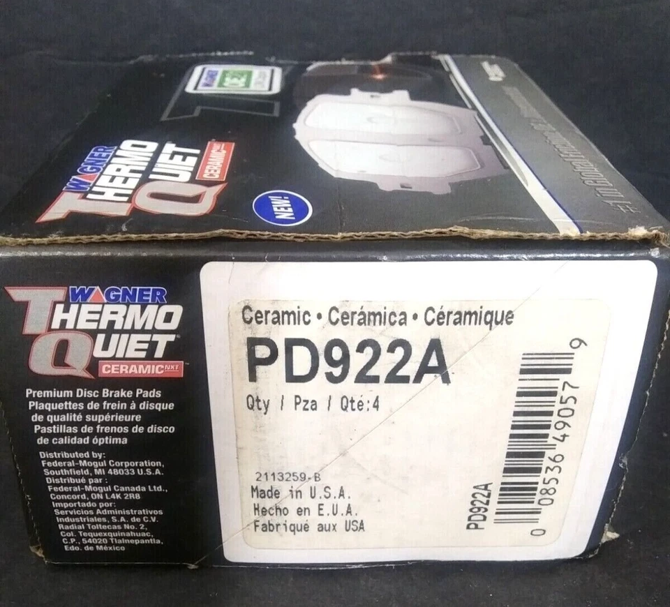 Комплект керамических дисковых тормозных колодок Wagner Brake PD922A для Cadillac STS 03-07 CTS 2005-2011 годов выпуска - Изображение 2 из 4