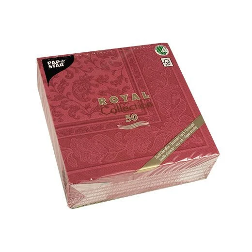 Napkins ROYAL Collection 1/4 Fold BORDEAUX Ornaments 40 x 40 cm 15.75 x 15.75in - Image 3 of 4