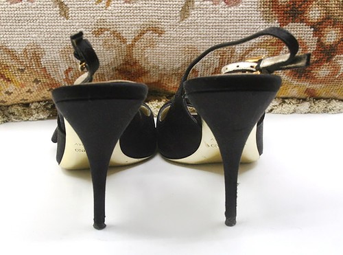 VALENTINO NEGRO SEDA PUNTERA ABIERTA DE NOCHE TACONES/ARCO DE ACENTO PARA MUJER TALLA 6.5 - Imagen 4 de 12