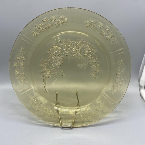 x6 VTG Federal Depression Glass Yellow Amber Sharon Cabbage Rose 9" Dinner Plate - Picture 2 of 7