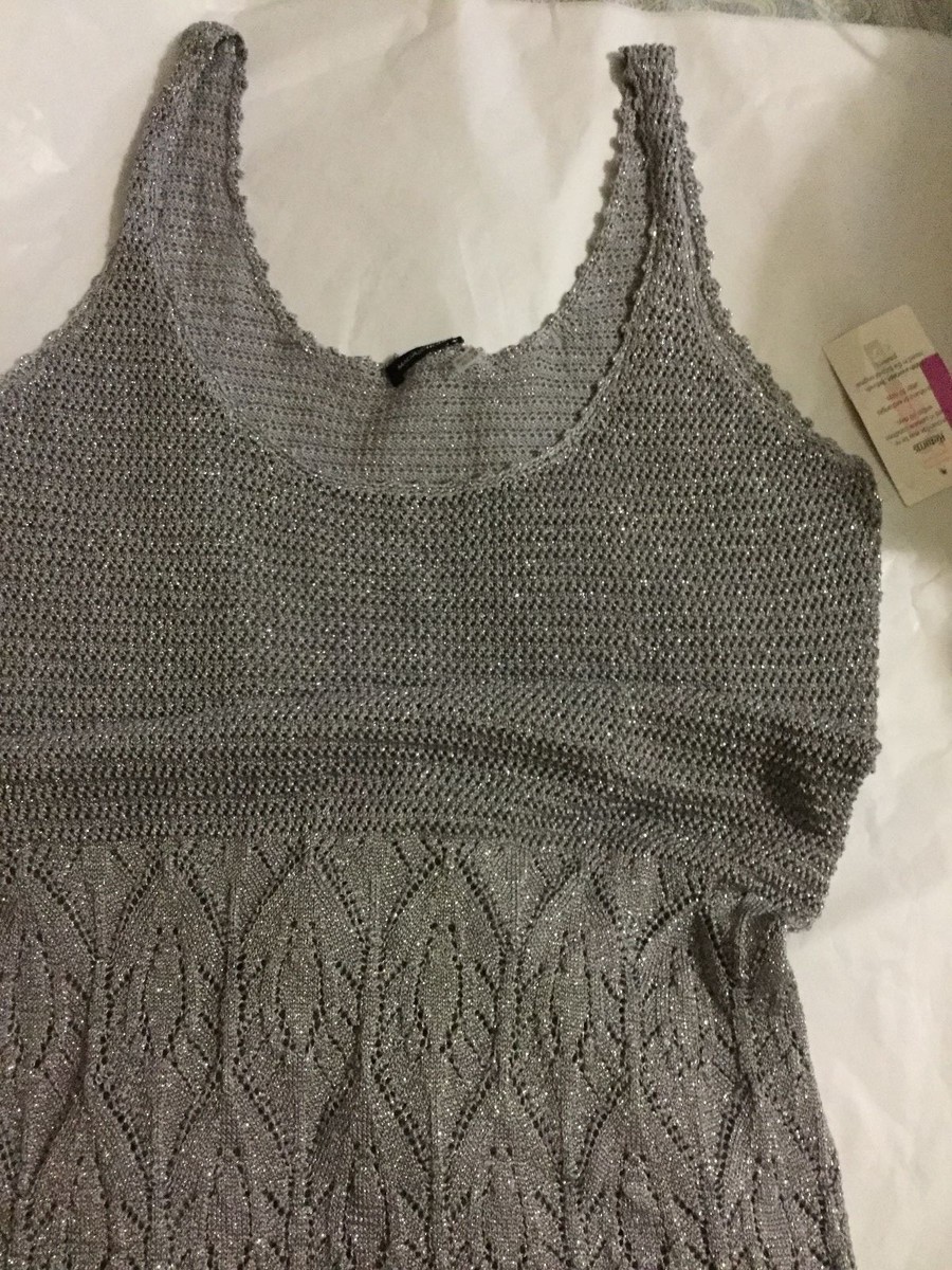 NEW Magaschoni Full Length Metallic Sleeveless Knit Dress - S | eBay