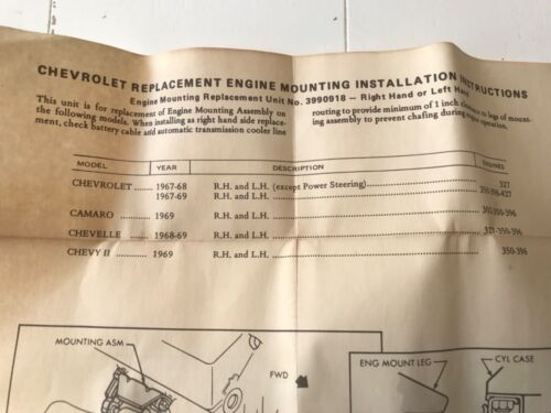 NOS 69 CAMARO 302 ENGINE MOUNTS 3974735/3990918 69CHEVY II 350/396 69 CAMARO 396 - Picture 5 of 5