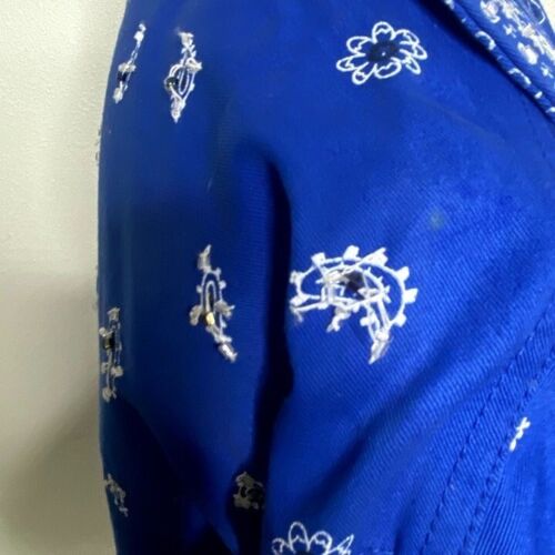 The Quacker Factory Blue & White Paisley Bandana Shacket - Picture 6 of 7