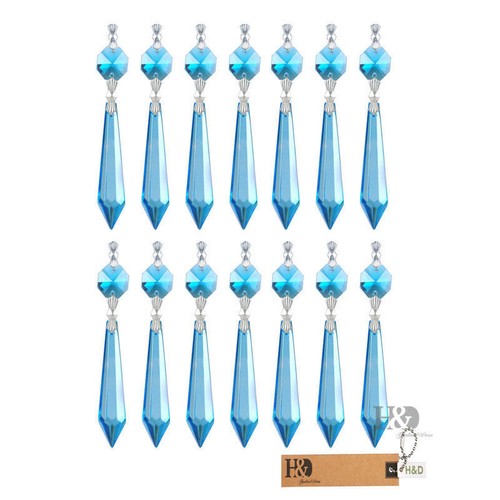 20 Sea Bule Chandelier Glass Crystal Lamp Prisms Part Hanging Drop Pendants 38MM - Picture 3 of 6