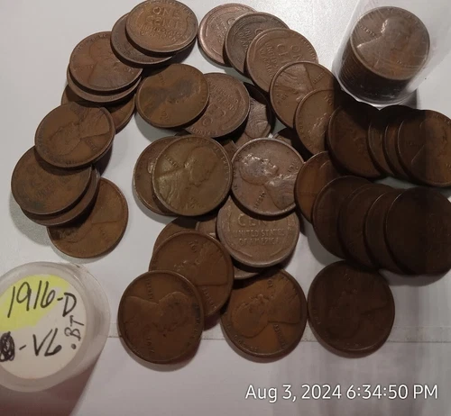 1916-D Roll Lincoln cents (50) Very Good Condition