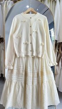 Cardigan und Maxirock Set Cream / beige