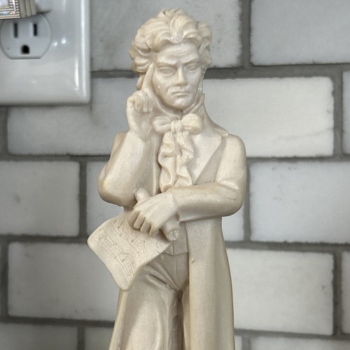 Beethoven Skulptur volle Länge Figur Vintage Faro Italien Alabasterharz 8,5" - Bild 3 von 8
