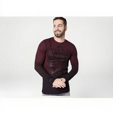 American Fighter Long Sleeve Shirt Men's Maroon Buckle Cotton/Polyester NWT 