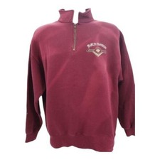 Vtg Harley Davidson Crystal River FL Mens Maroon 1/4 Zip Sweatshirt  Size L