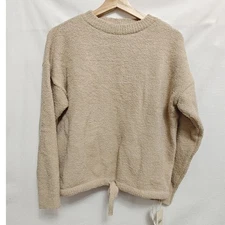 New York & Co. x Comfy Luxe Cozy Fleece Tie Hem Pullover Sweater Top S M New