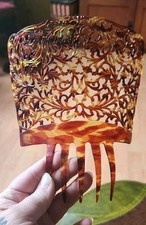 Antique Large Art Deco Decorative Celluloid Hair Comb Tortoise Shell